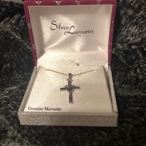 silver luxuries cross necklace,